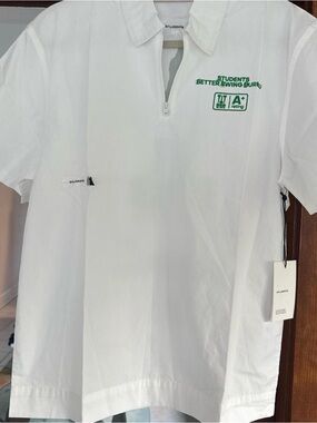 STUDENTS White Short-Sleeve Zip Polo Shirt